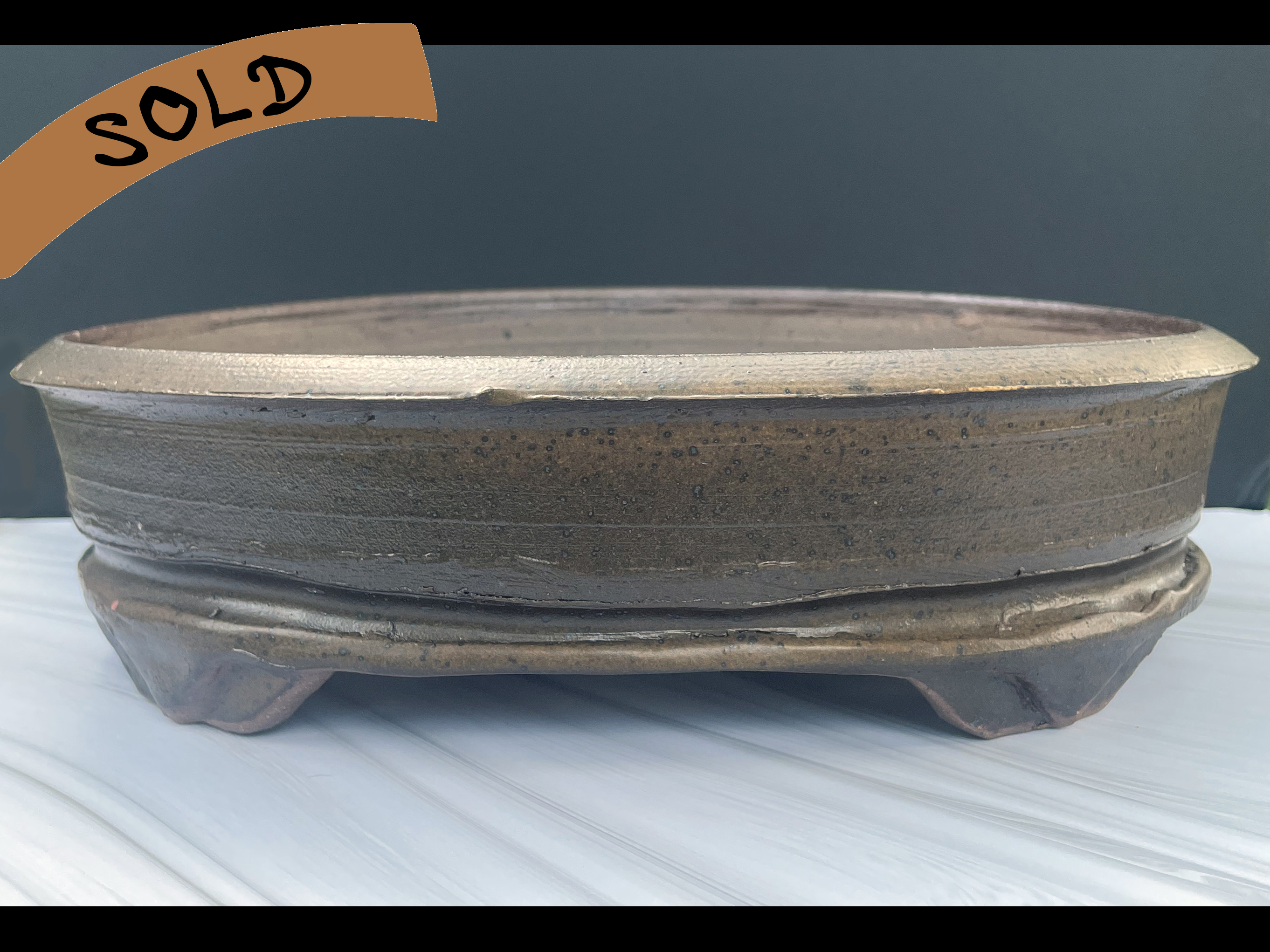 Brown Oval Bonsai Pot